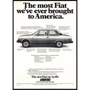 1976 Fiat 131 2 Door Sedan Vintage Print Ad Side View Man Cave Wall Art Photo